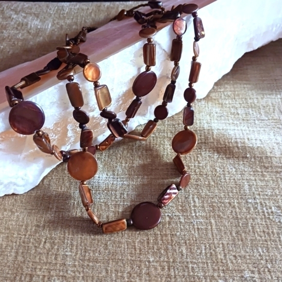 Chunky Brown Multi Strand Necklace - Picture 5 of 7
